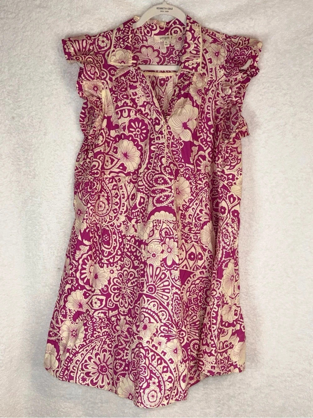 Umgee Floral Mini Dress in Pink & White Size XL Like New